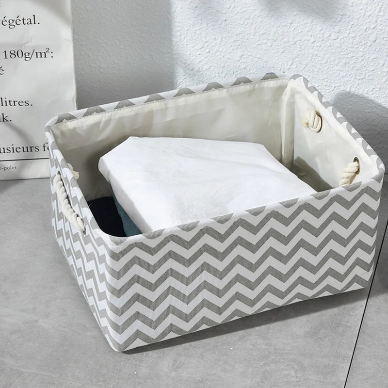

Kids Toys Organizer Bag Foldable Storage Box Canvas Printed Storage Baskets with Cotton Rope Handle Household Desktop Sundries
