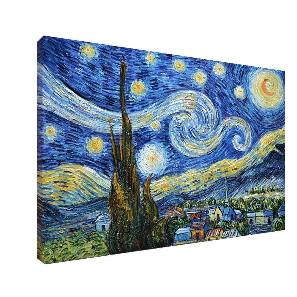 100% ручная роспись 3D синяя Звездная ночь от Винсента Ван Гога абстрактная картина