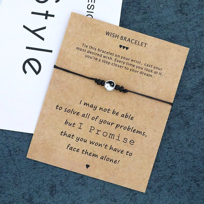 Браслет с бусинами и символами Инь Янь Янь|Плетеные браслеты| |