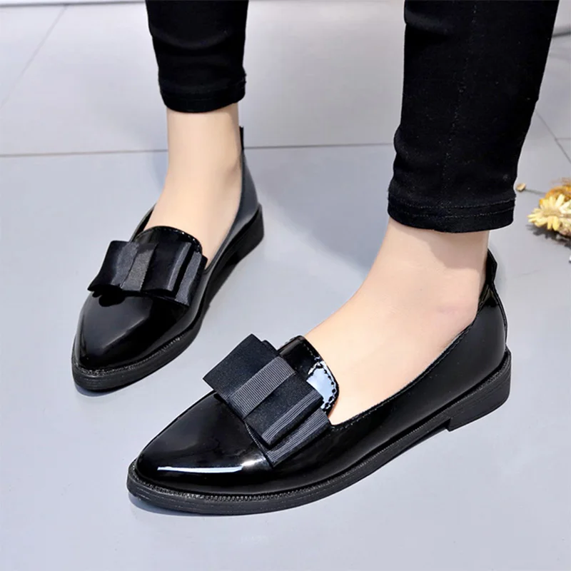 

Plus Size Women Flats Pointed Toe Slip on Flat Shoes Woman Loafers Bowtie Ballet Flats Oxford Shoes Ladies zapatos mujer 559hjk