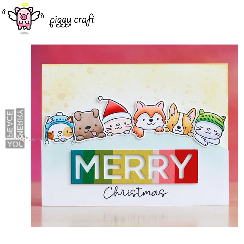 

Piggy Craft metal cutting dies cut die mold Christmas letter frame Scrapbook paper craft knife mould blade punch stencils dies