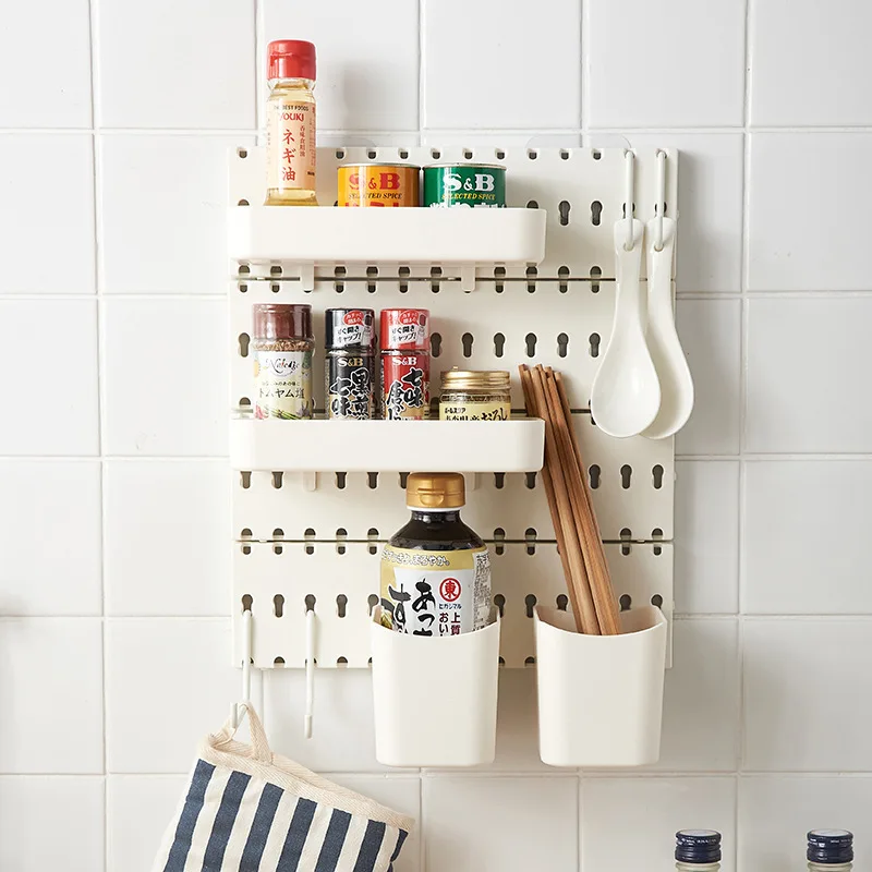 Кухонная полка без перфорации Регулируемая Пластиковая Полка для хранения