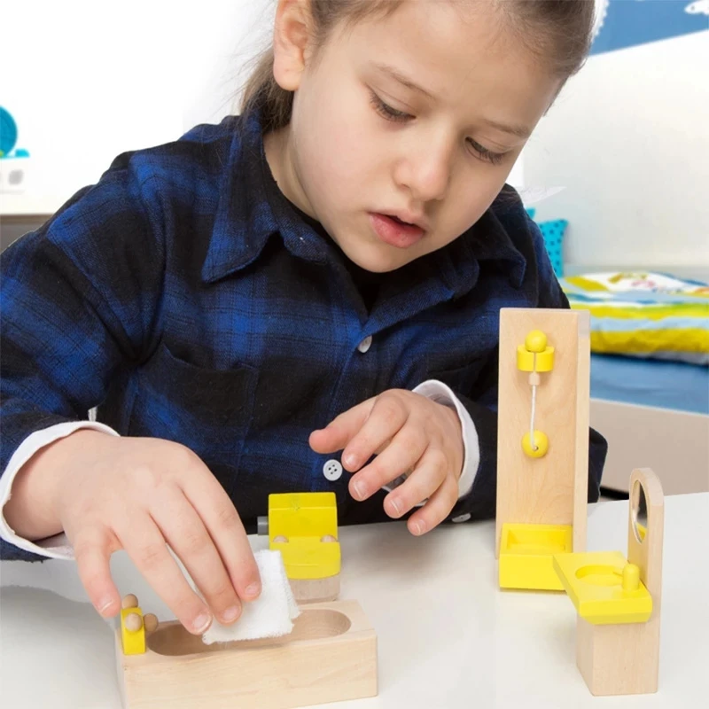 

Wooden Furniture For Dolls House Dollhouse Miniature 1:12 Dolls For Kids Play Pretend Toys Educational Toy Doll Furniture