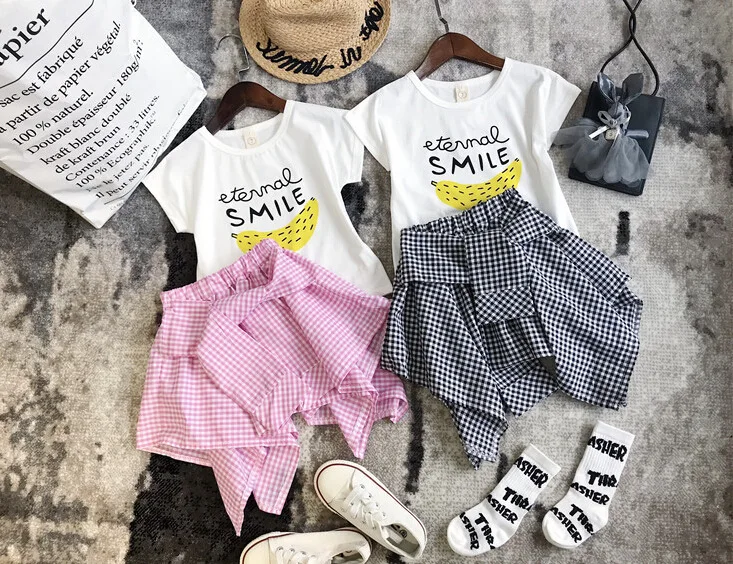 Летняя одежда для девочек 2020 г. Футболка с короткими рукавами и рисунком банана +