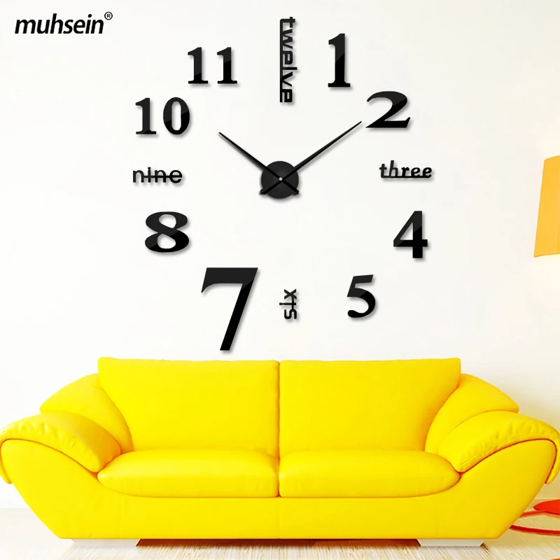

Muhsein 2021 DIY Home Decor Wall Clock Acrylic Mirror Wall Sticker Clock Peculiar Digital Mute Movement Watches Free Shipping