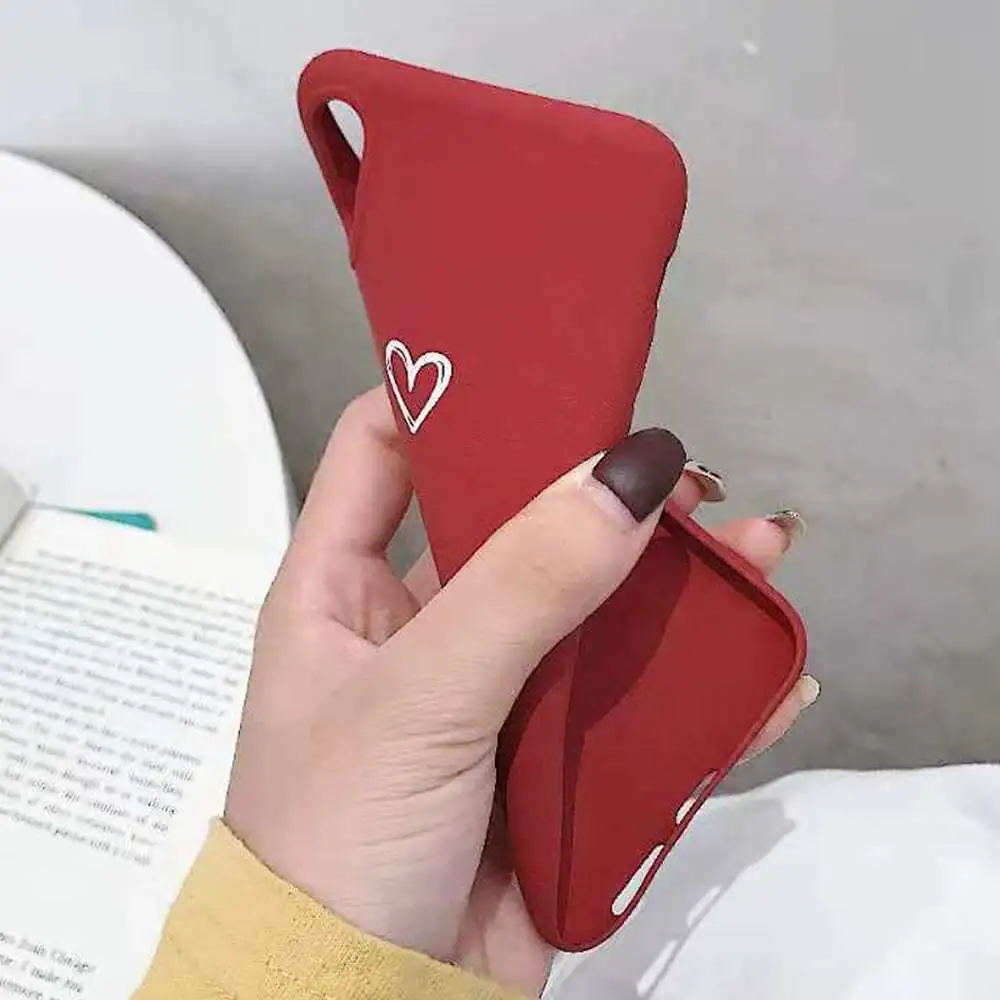 LCHULLE матовые милые чехлы с сердечками для IPhone XR XS MAX X Ультра тонкие мягкие ТПУ
