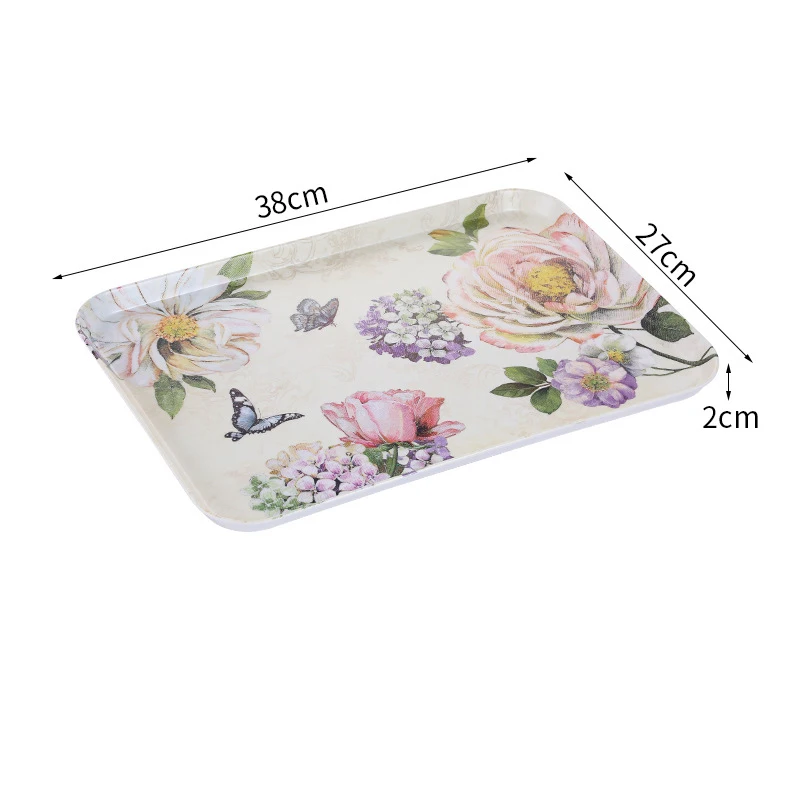 

Japanese Style Breakfast Cake Dessert Tea Tray Rectangular Storage Melamine Tray Anti-fall Compression Kitchen Plate Tableware