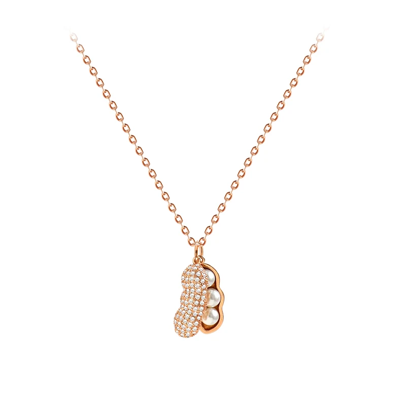 

2021 New Creative Peanuts Pea Pendant Necklace for Woman Party Luxury Clavicle Chain Jewelry for Women Unusual Necklace Chains