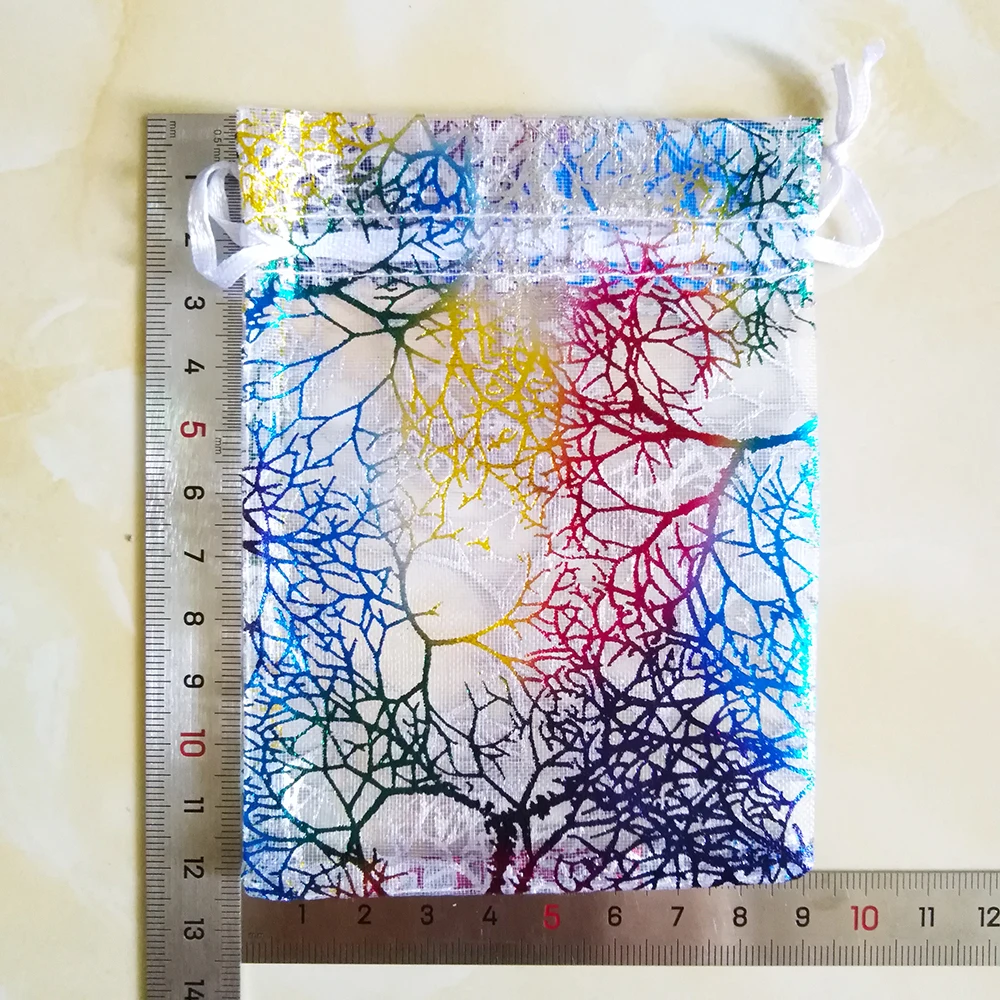 50 шт., 7x9, 9x12, 10x15 см, сумки из органзы на шнурке, Белые и красочные упаковочные сумки для ювелирных изделий, сумки для свадебного подарка, сумки для украшений