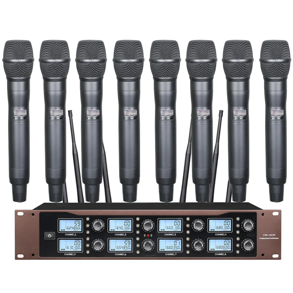 

Professional wireless microphone 8-channel UHF microphone head-mounted microphone school performance church stage microphone