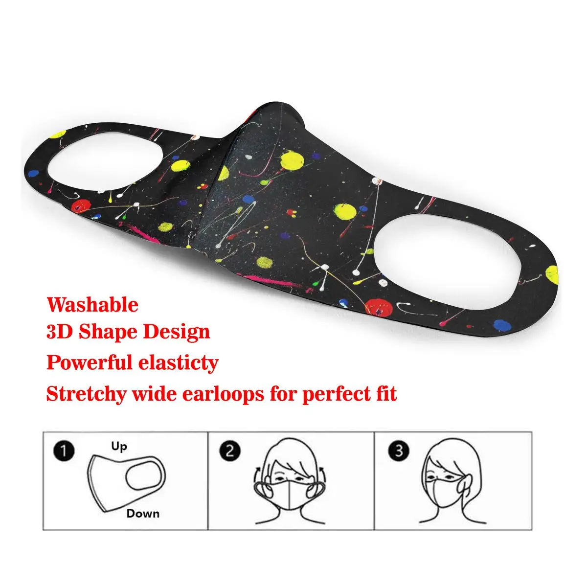 

Space Splatter Washable elastic Earloop Face Breathing Mask Reusable Anti Dust Cotton Mouth For Adults