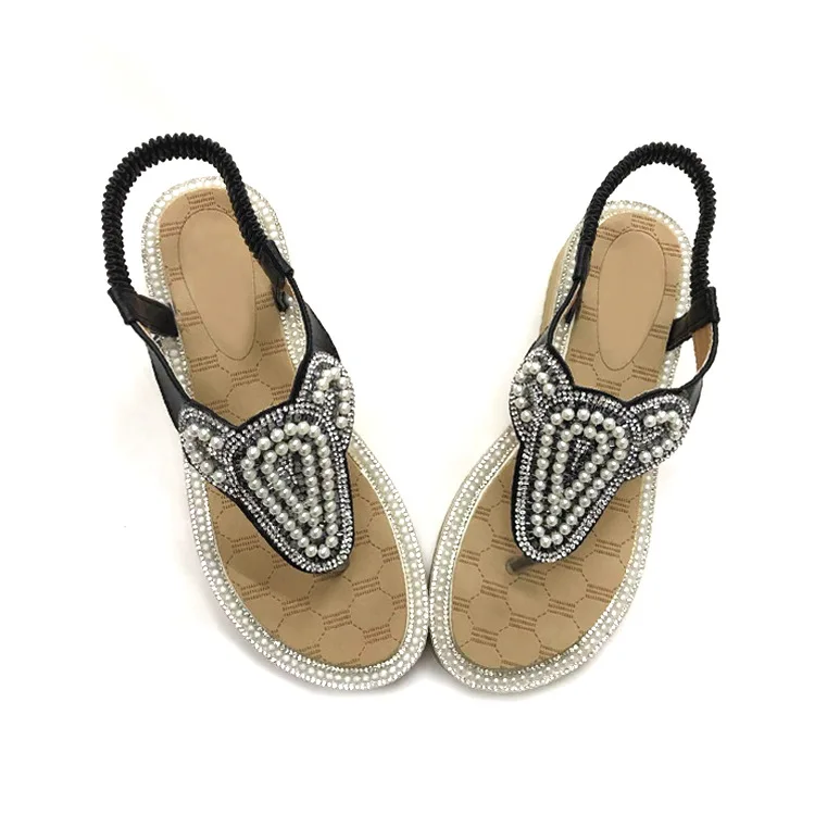 

Big Size Beach Shoes Ladies' Slippers Slipers Women Rubber Flip Flops Glitter Slides String Bead Fashion Sabot Flat 2021 Hawaiia