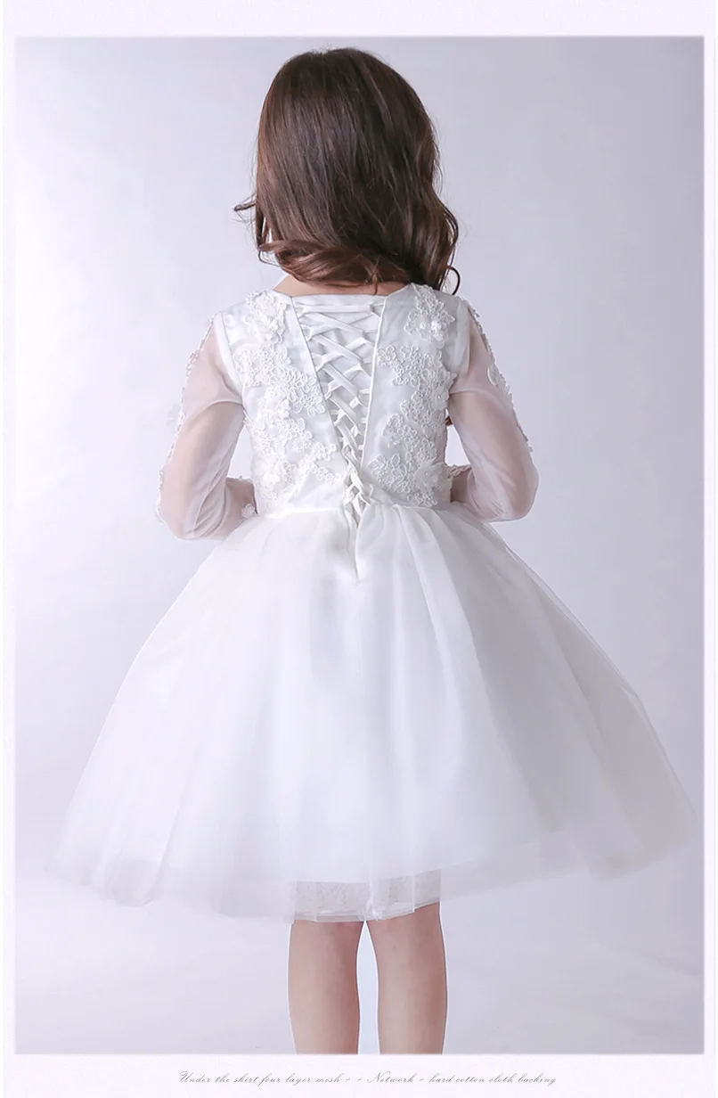 Белое длинное свадебное платье с цветочным узором для девочек элегантное