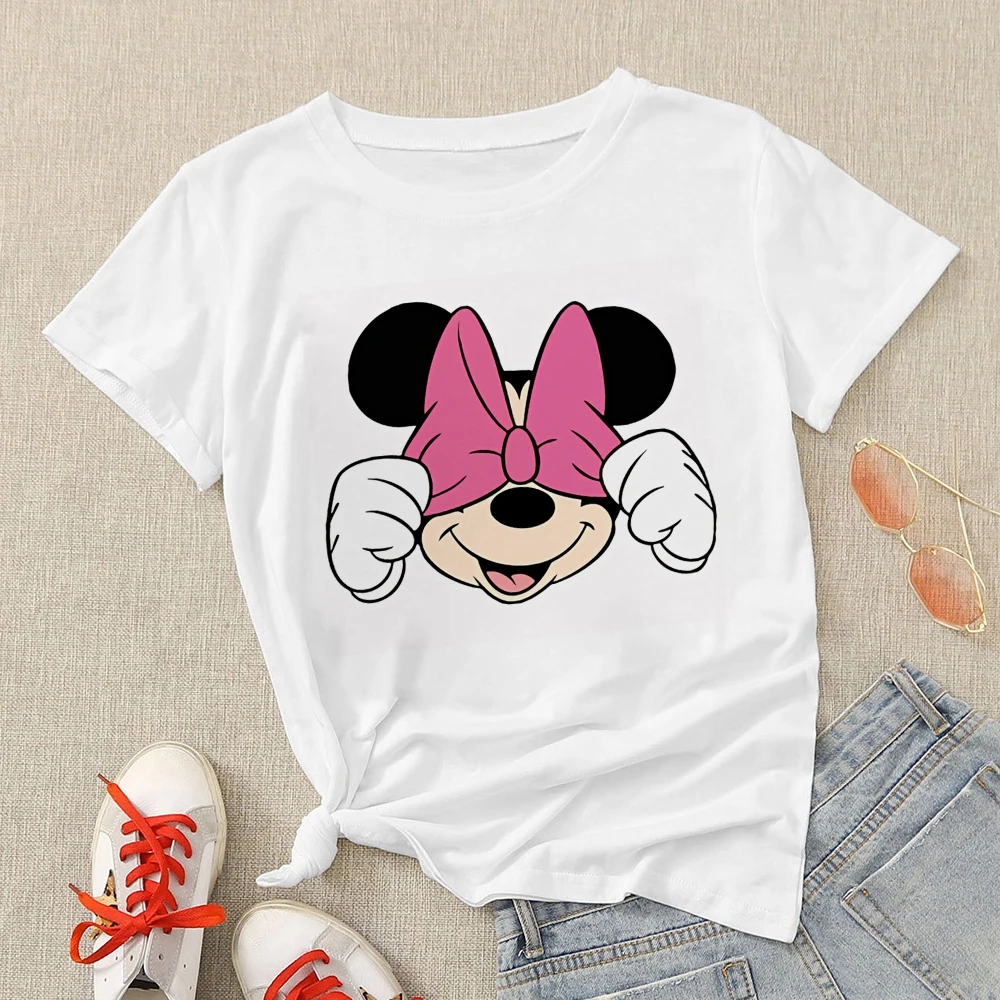 Plus Size 3XL Women T Shirts Fashion Minnie Mouse Print Short Sleeve Summer T-Shirt Female Tops Woman Casual Tshirt long sleeve t shirts