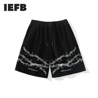 iefb mens wear high street hip hop embroidery black personality gothic shorts tide knee length pants for men high qulity 9y1308