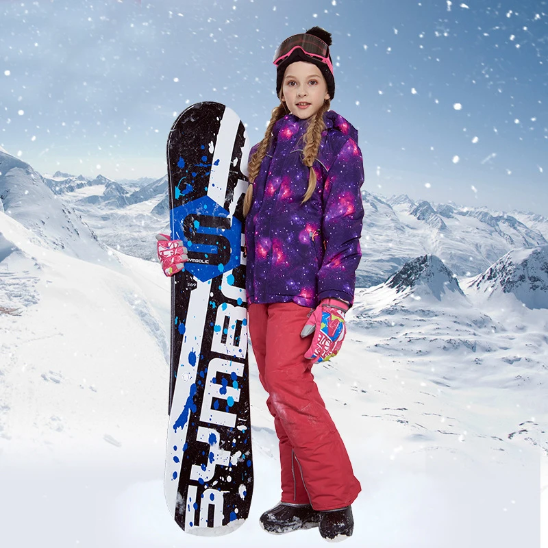 Зимний детский лыжный костюм с капюшоном для девочек лыжная куртка + зимние штаны