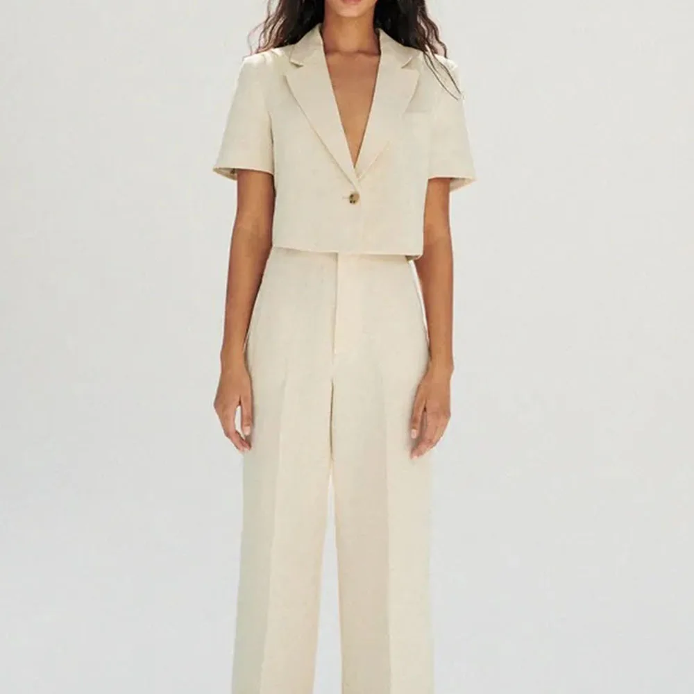 

2021 Za New Women Chic Fashion Solid Color Wide-leg Pants Vintage High Waist Waist Side Pockets Flax Female Trousers Mujer