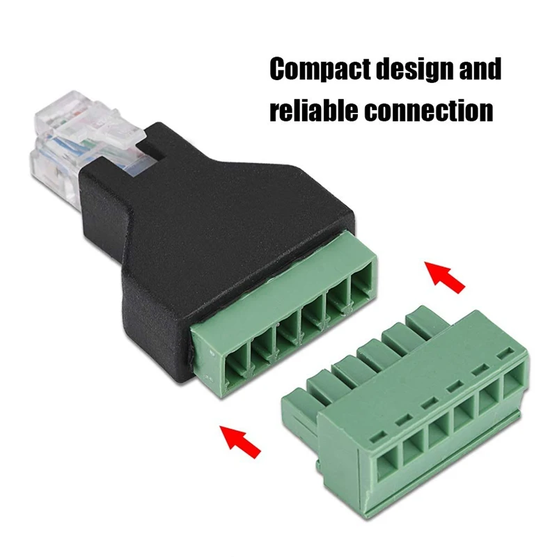 Adapter Connector Ethernet Rj12 6P6C Male To Screw Terminal 6 Pin Splitter with Shield Plug Terminals Adapt | Электроника