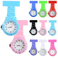 9 colors plastic nurse quartz pocket watches fashion medical clip on brooch fob analog quartz nurse watch for men women