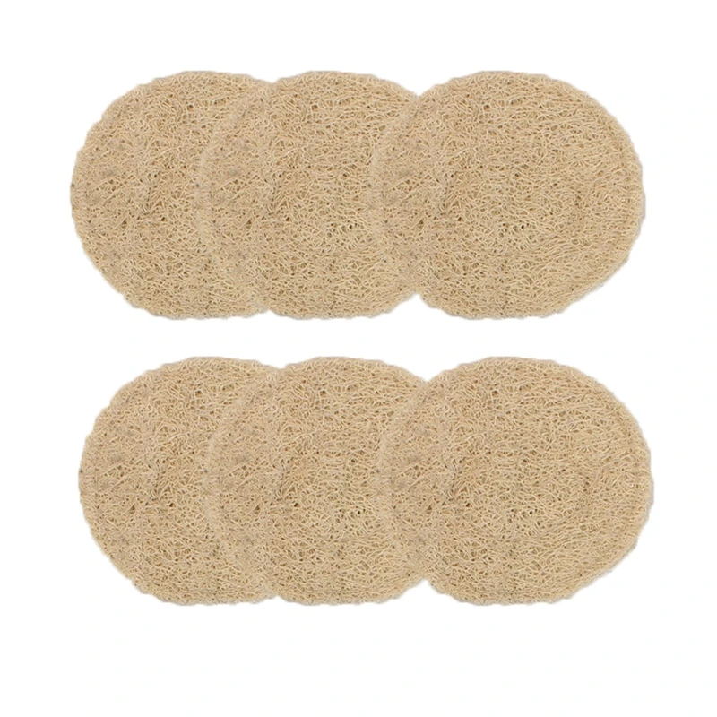 

896A 6 Pcs/Set Coasters for Drinks Round Absorbent Loofah Coaster Housewarming Gifts
