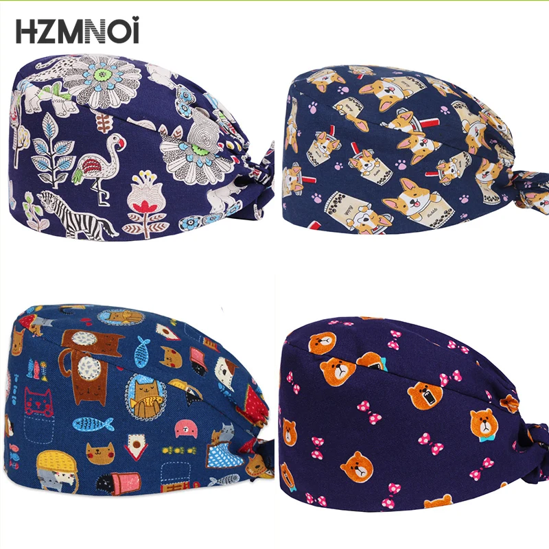 

New Floral Printing Surgical Caps Woman Nurse Cap Surgeon Surgery Cap Dentist Cap Kitchen Laboratory Beauty Salon Scrub Cap