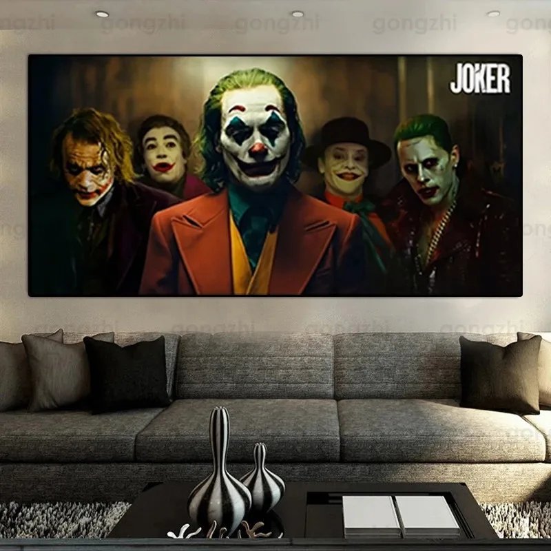 

American Classic Movie Joker Portrait Canvas Painting Hd Joker Art Poster Home Decoration Living Room Cinema Murals and Pictures