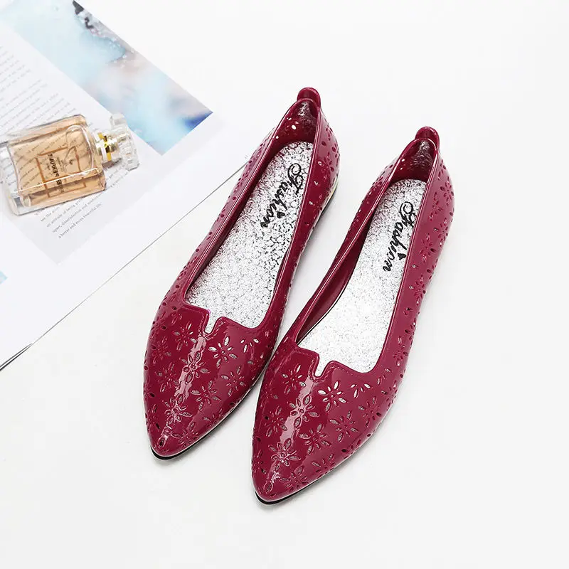 Zapatillas Mujer 2021 Women's Flat Shoes Ballet Shoes Breathable Slip on Pointed Toe Shoes Gold Color Women's Soft Bottom Shoes