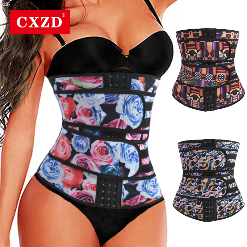 

CXZD 2021 New Shaperwear Waist Trainer Sauna Double Belt for Women Weight Loss Body Shaper Tummy Control Strap Slimming Fitness