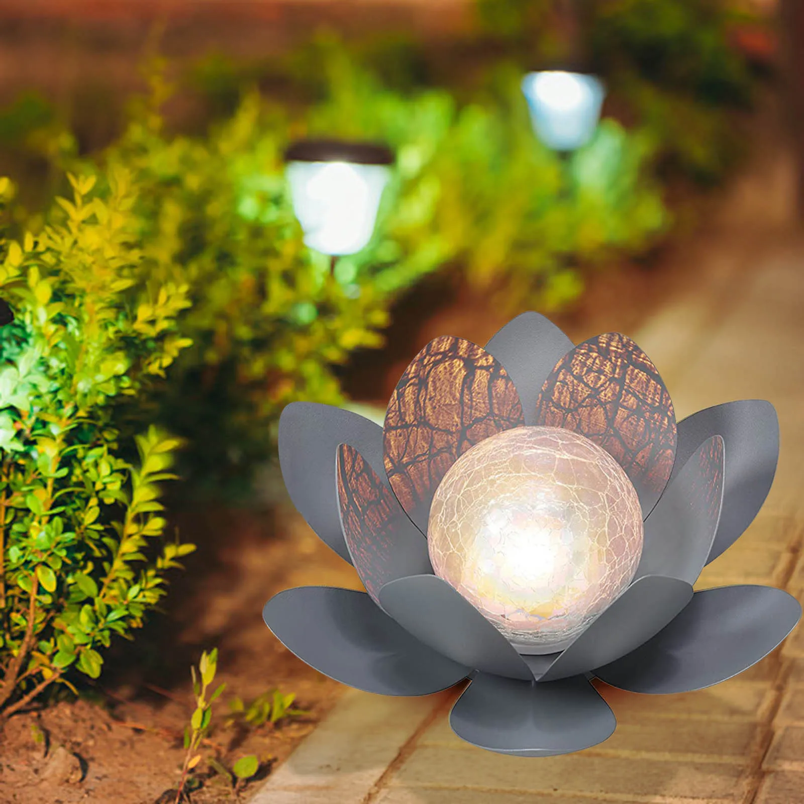 

Solar Lotus Light LED Cracked Glass Ball Landscape Lawn Light Decorative Solar Lamp Garden Decoration Outdoor dcoration de jard