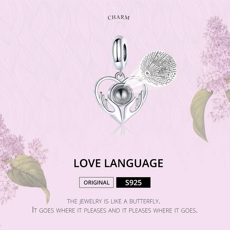 Bamoer 100 язык I Love You сердце Подвеска Шарм для браслета или ожерелья 925 пробы Серебряные Ювелирные изделия Подарки для девочек SCC1307