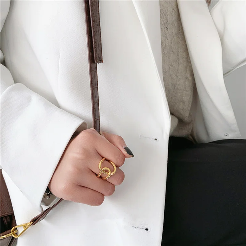 

Metal Knotted Cross Open Geometric Ring Ring Trend Minimalism Unisex Fashion Gold and Silver Two-color Ring Party Jewelry Gift