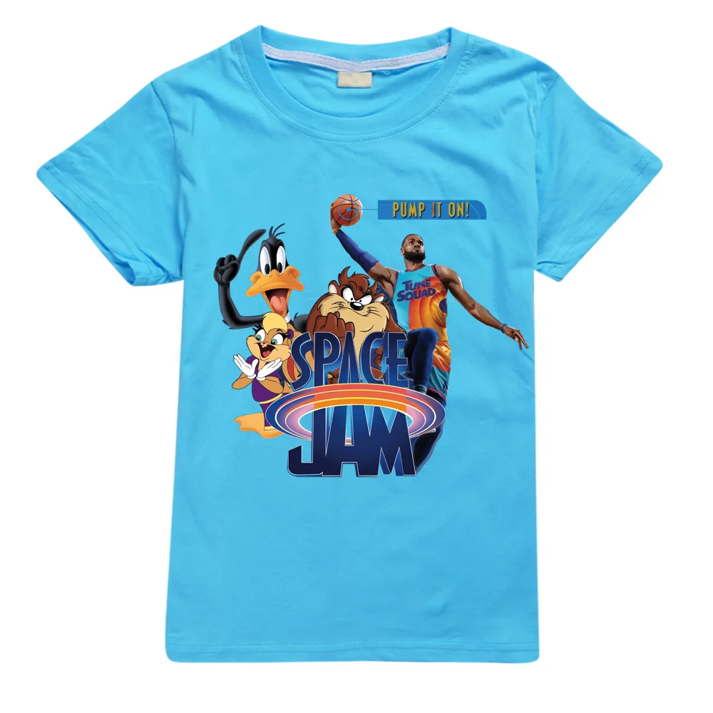 

Новинка 2021, Детская футболка Space Jam2, новинка, Kawaii, забавная летняя мультяшная 3D футболка для мальчиков и девочек, детская одежда, унисекс, с ко...