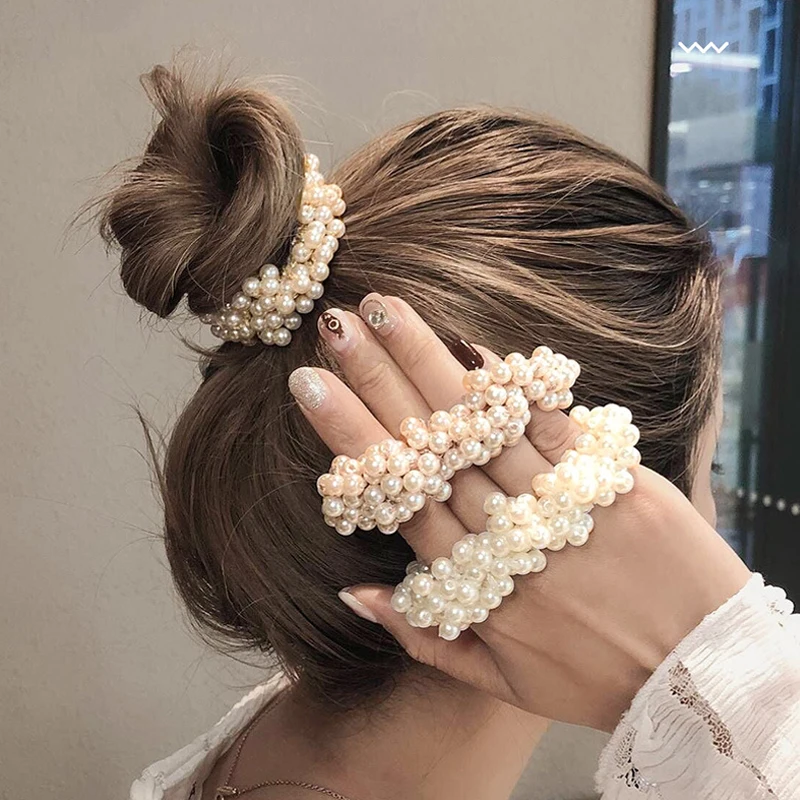 14 barev dámské elegantní perleťové kravaty do vlasů s korálky, dívčí gumičky, držáky ohonu, vlasové doplňky, gumička do vlasů