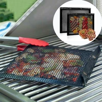 barbecue bag non stick bbq mesh mat hollow grilling grid pad high temperature resistant baking net sheet barbecue accessories