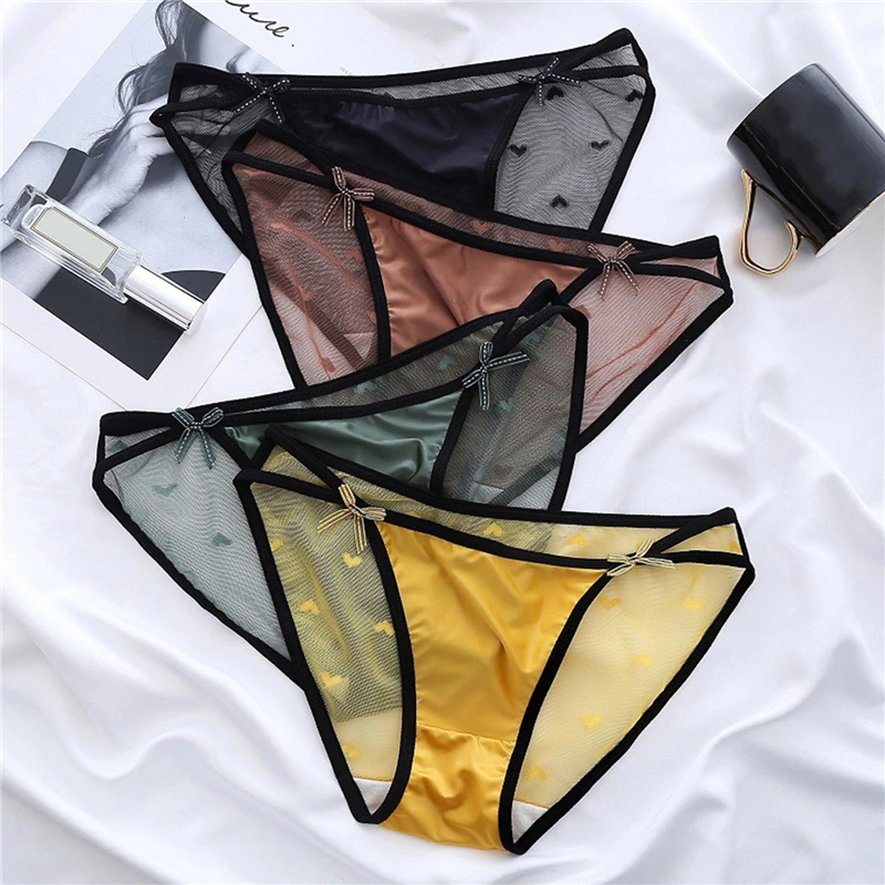 

Women's Sexy Lace Underwear Panties Delicate Soft Comfortable Underpants Ladies Mesh Lace-up Bow Knot Low-rise Panties Briefs