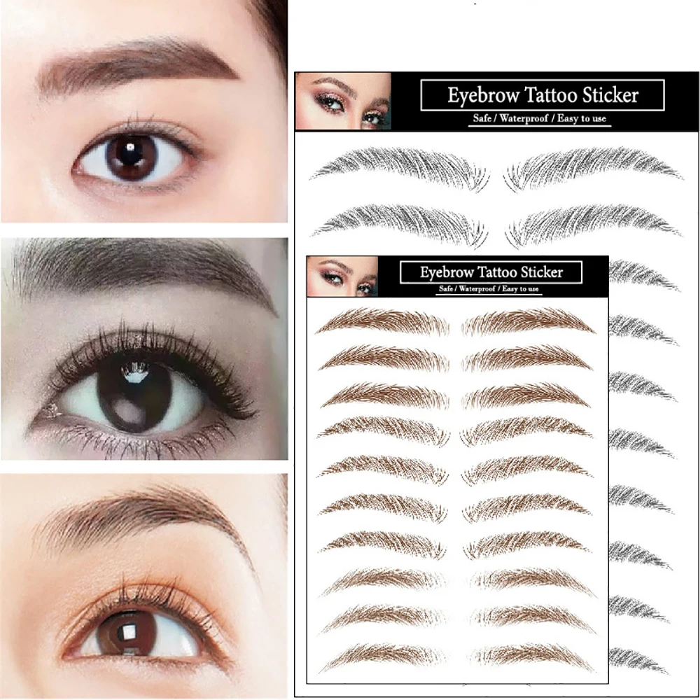 

1 Sheet 6D Artificial Eyebrow Sticker Waterproof Eyebrow Tattoo Sticker Natural Long Lasting Fake Eye Brow Makeup Tools