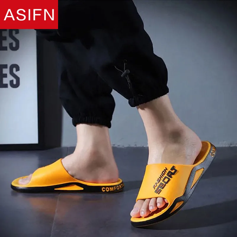 

ASINF Fashion Sport Slippers Thick Sole Soft EVA Indoor Bathroom Slides Casual Beach Unisex Platform Men Women Home Shoes