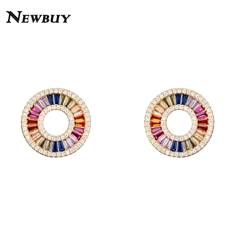 Новинка роскошные круглые серьги-гвоздики в стиле принцессы Разноцветные серьги