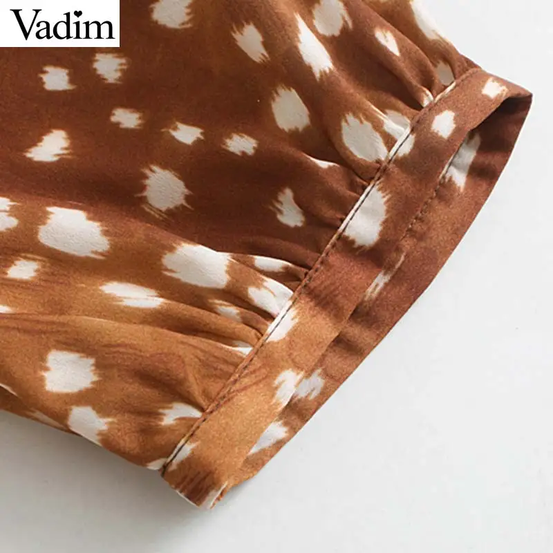 Vadim Женские Ретро леопардовые блузки с коротким рукавом летние рубашки офисная