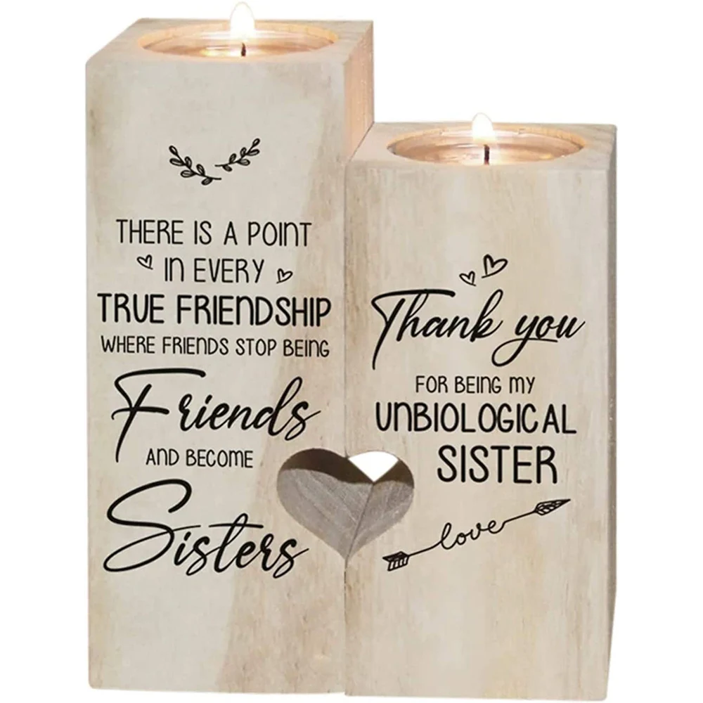 Деревянный подсвечник в подарок на день рождения индивидуальный дружбы