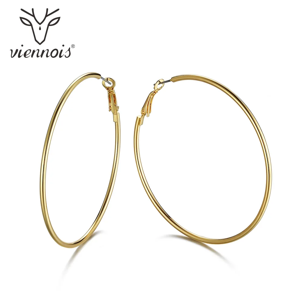 Viennois Light Gold Color Hoop Earrings for Women Round Simulated Pearl Female Trendy Jewelry | Украшения и аксессуары
