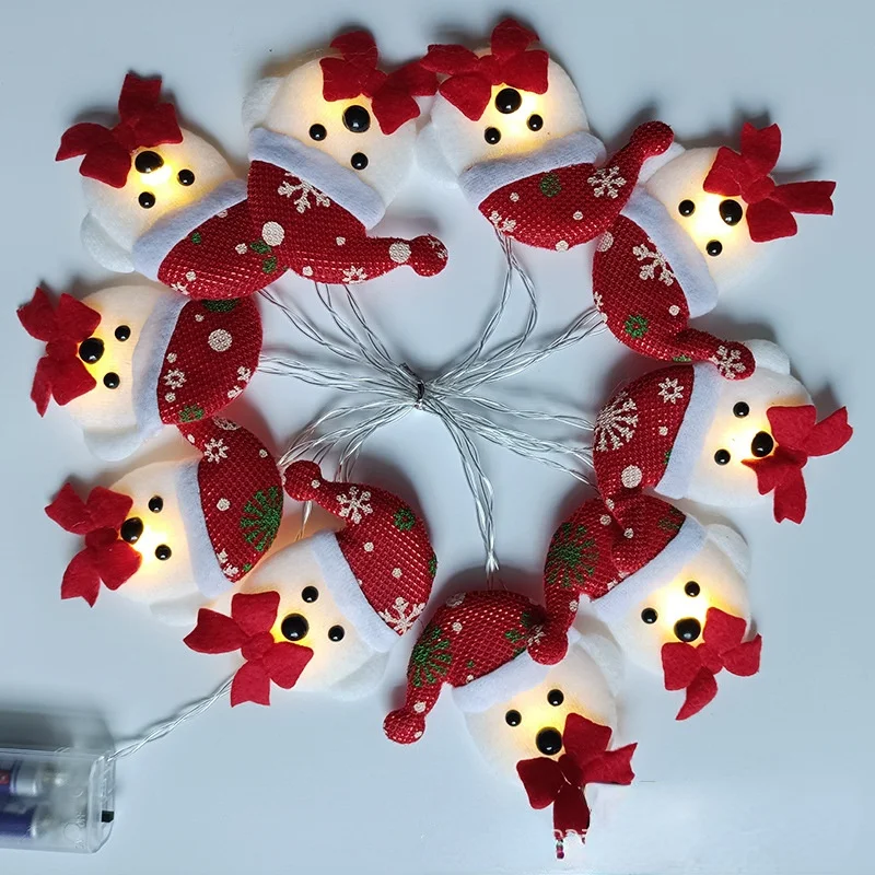 

Рождественская гирлянда с 10 светодиодный, плюшевая гирлянда в виде снеговика, украшение для рождественской елки, сказочные огни, Рождестве...