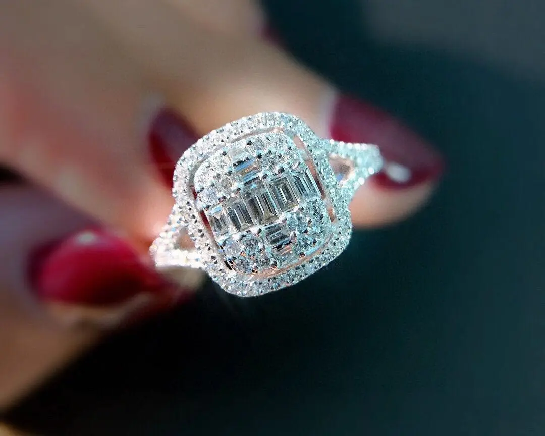 

Real Natural 2 Carats Diamond Jewelry Ring Genuine 925 Sterling Silver Anillos De Wedding Bizuteria Silver 925 Jewelry Rings Box