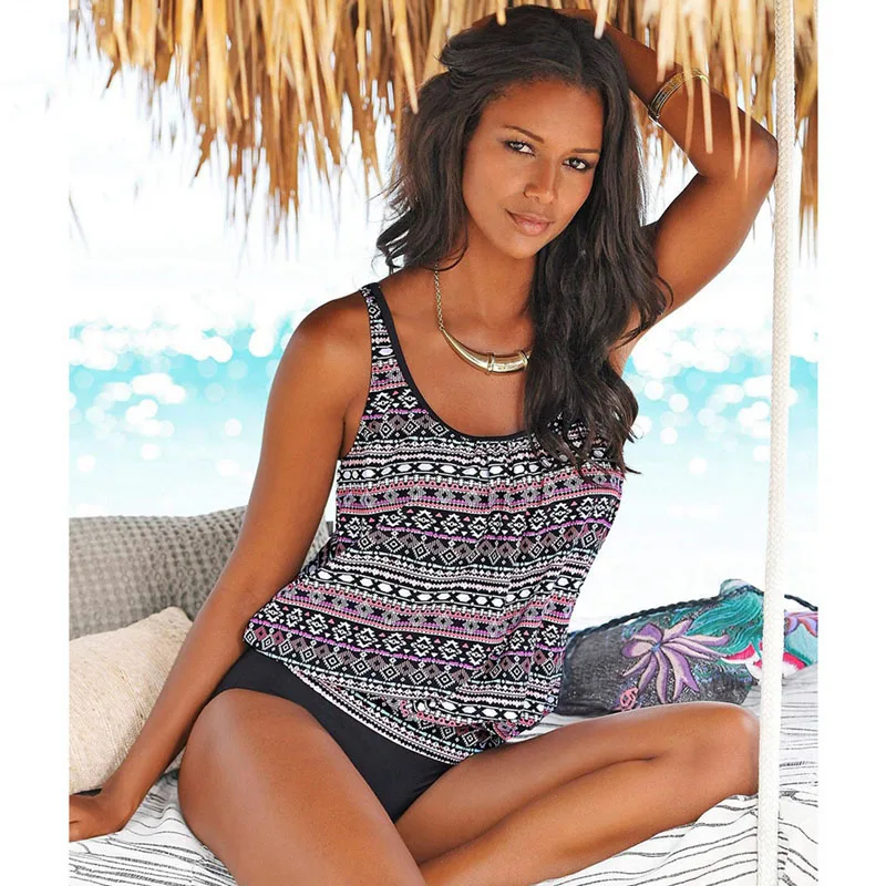 Женский купальник танкини большого размера летний винтажная пляжная одежда