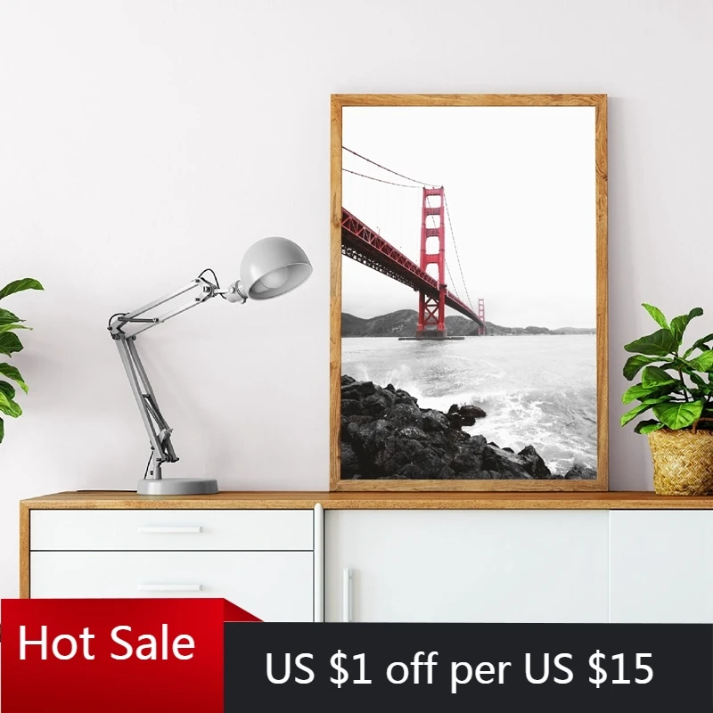 Золотые ворота мост печати США Сан Франциско плакат с изображением моста