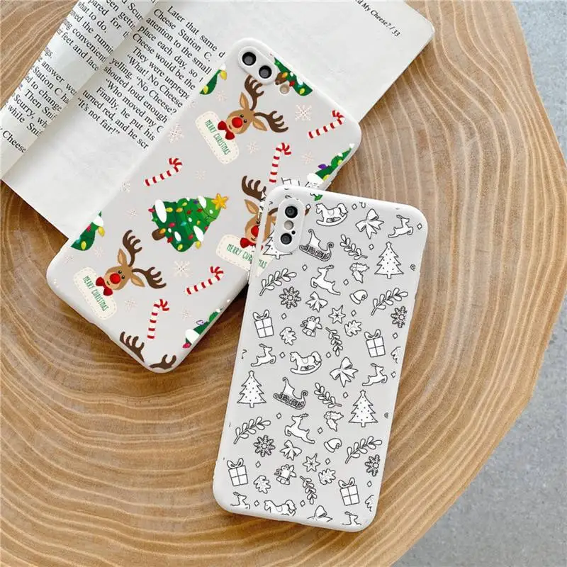 

Christmas Santa Claus elk pattern Phone Case Candy Color for iPhone 6 7 8 11 12 s mini pro X XS XR MAX Plus