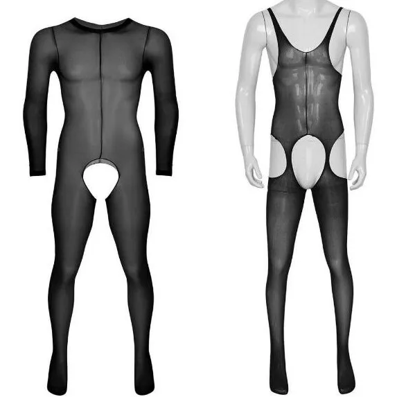 

Mens Sissy See-through Crotchless Full Body Pantyhose Stockings Bodystocking Gay Male Underwear Hot Exotic Bodysuit Man Lingerie