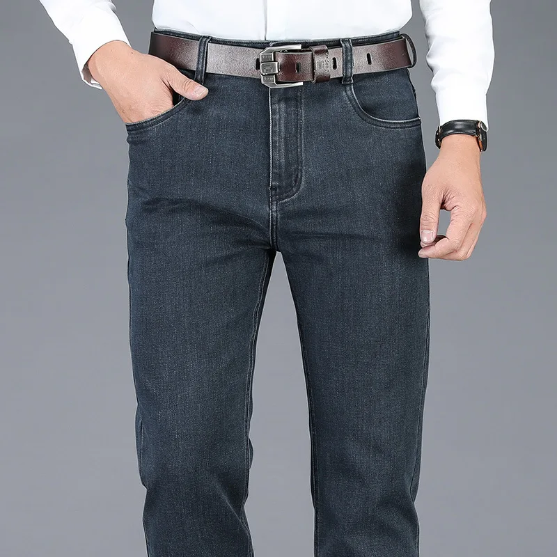 Осенне-зимние стандартные джинсы Мужские Стрейчевые Брендовые мужские прямые