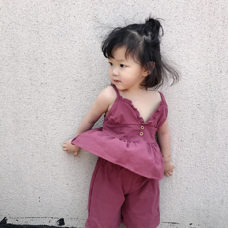 Комплекты одежды для малышей Милая Одежда девочек Детский комбинезон с оборками