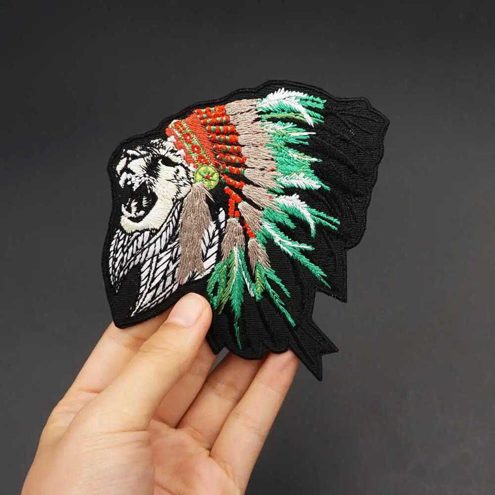 Лев индийские вышитая аппликация этикетка для шитья панк байкерское патчи